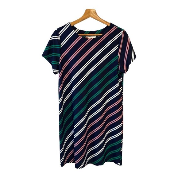 Jude Connally Women's Striped Navy Blue Dress Size Medium - Picture 1 of 6